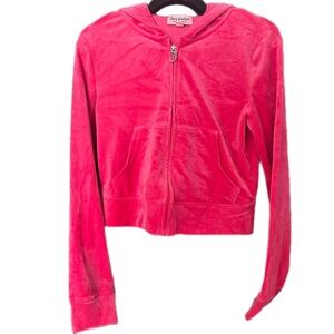 Juicy Couture Hot Pink Velvet Zip Hoodie Jacket
